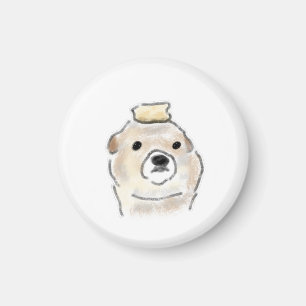Schattige met de hand getekende boter hoofd hond i magneet