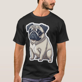Schattige met de hand getekende cartoonpug: je dag t-shirt