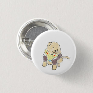 Schattige met de hand getekende gouden puppy in tu ronde button 3,2 cm