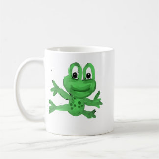 Schattige met de hand getekende groene kikker koffiemok