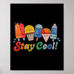 Schattige met de hand getekende ijslolly-tekens vo poster