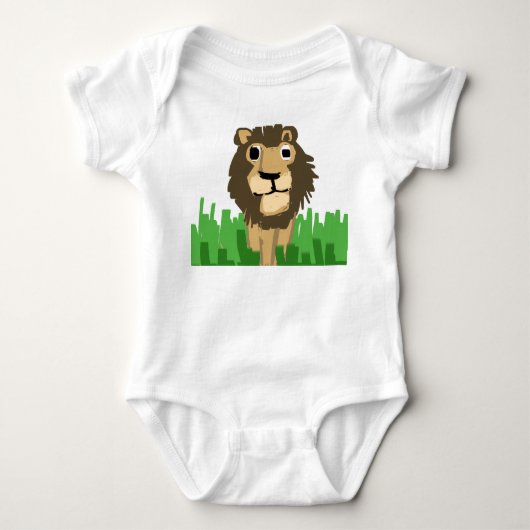 Schattige met de hand getekende leeuw in hoog gras romper (Voorkant)