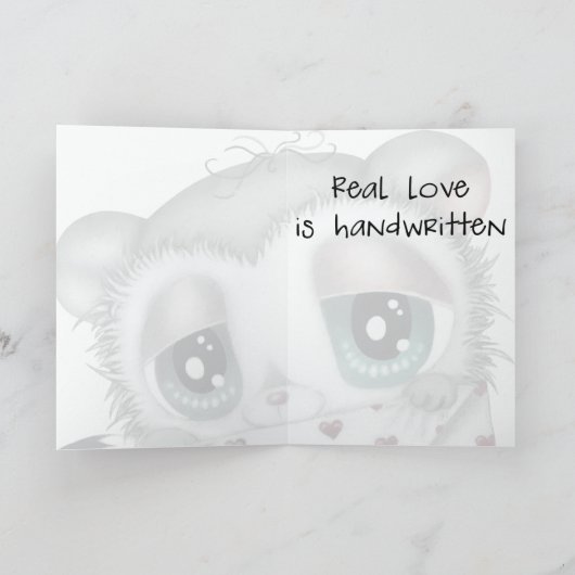 Schattige met de hand getekende lemur met liefdesb kaart (Binnen)