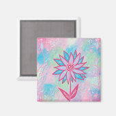Schattige met de hand getekende pastelbloem magneet (Voorkant / Achterkant)
