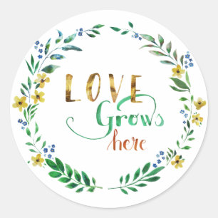 Schattige met de hand getekende waterverf bloemens ronde sticker