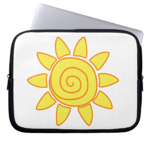 Schattige met de hand getekende zon Kindertekening Laptop Sleeve