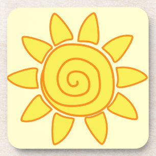Schattige met de hand getekende zon Kindertekening Onderzetter
