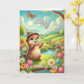 Schattige met Pet Happy Groundhog Day & History Ka Kaart (Gele Bloem)