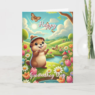 Schattige met Pet Happy Groundhog Day & History Ka Kaart