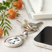 Schattige Metalen Sleutelhanger met Schattige Cat  (Zijkant)