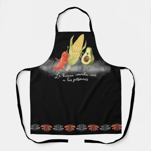 Schattige Mexicaans eten gepersonaliseerde keuken Schort (Voorkant)