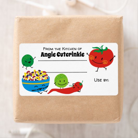 Schattige Mexicaans voedsel salsa blikken label (Insitu)