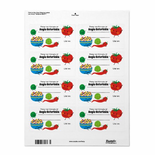 Schattige Mexicaans voedsel salsa blikken label (Full Sheet)