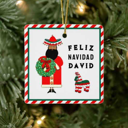 Schattige Mexicaanse Kerstman Kerstmis Keramisch Ornament (Boom)