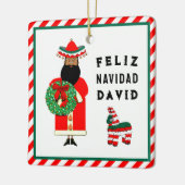 Schattige Mexicaanse Kerstman Kerstmis Keramisch Ornament (Links)