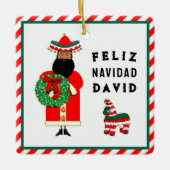 Schattige Mexicaanse Kerstman Kerstmis Keramisch Ornament (Voorkant)