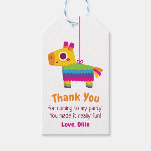 Schattige Mexicaanse Piñata Bedankt Kinderen Verja Cadeaulabel (Voorkant)