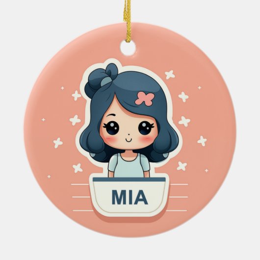 Schattige Mia keramisch ornament (Achterkant)