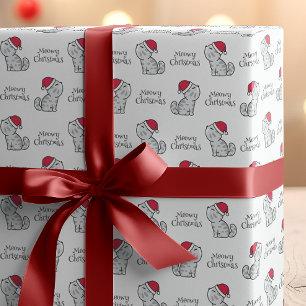 Schattige Miauwende Kerstman Katten Cadeaupapier