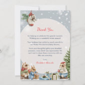 Schattige Mice Cozy Winter Tea Party Baby shower Bedankkaart (Achterkant)