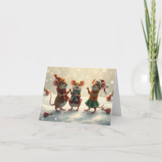 Schattige Mice Xmas Kaart (Voorkant)