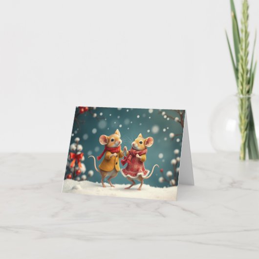 Schattige Mice Xmas Kaart (Voorkant)