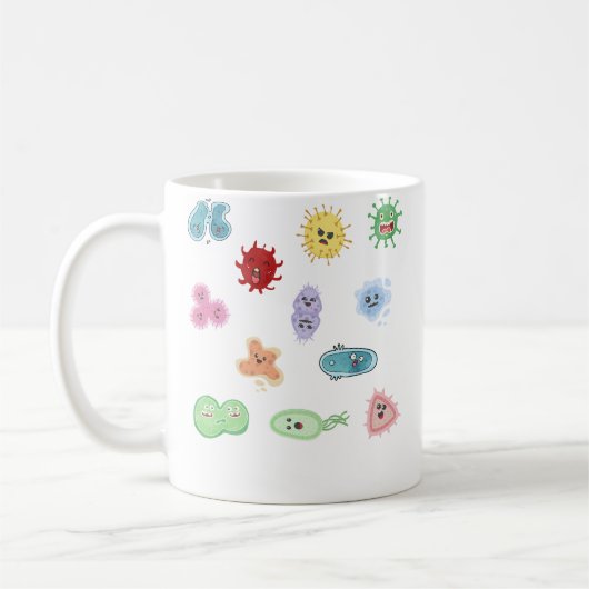 Schattige Microben Bacteriën Virus Ecoli Microbiol Koffiemok (Links)