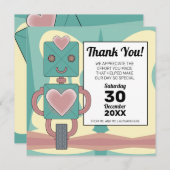 Schattige mid-century modern robot kind verjaardag bedankkaart (Voorkant / Achterkant)