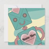 Schattige mid-century modern robot kind verjaardag bedankkaart (Achterkant)