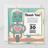 Schattige mid-century modern robot kind verjaardag bedankkaart (Voorkant)