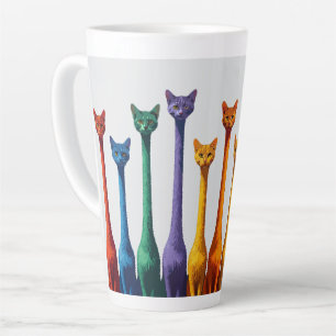 Schattige mid-century moderne kleurrijke retro kat latte mok
