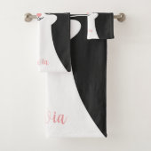 Schattige Mid Century zwart kattenportret Bad Handdoek (Insitu)