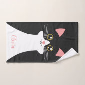 Schattige Mid Century zwart kattenportret Bad Handdoek (Handdoek)