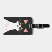 Schattige Mid Century zwart kattenportret Bagagelabel (Voorkant horizontaal)