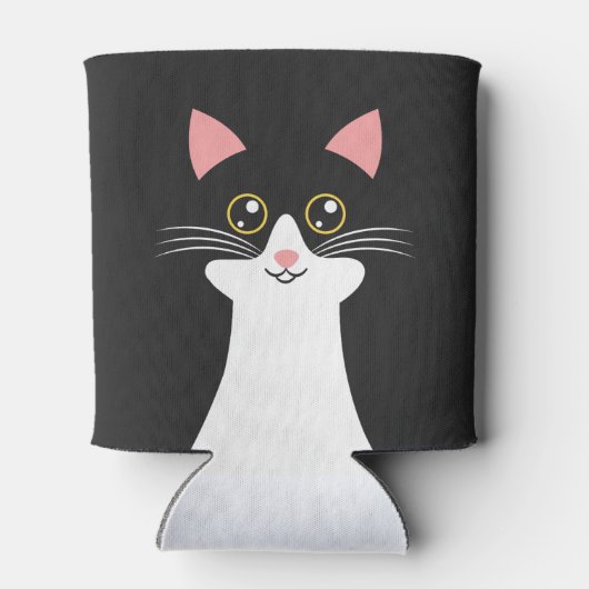 Schattige Mid Century zwart kattenportret Blikjeskoeler (Achterkant)