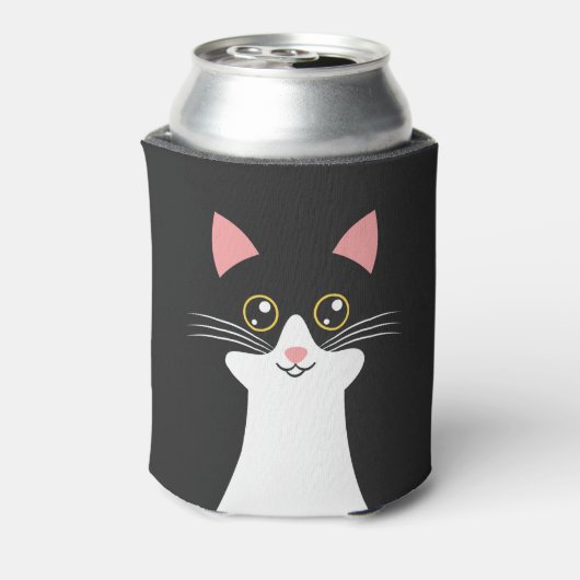 Schattige Mid Century zwart kattenportret Blikjeskoeler (Blikje Achterkant)