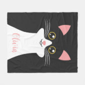 Schattige Mid Century zwart kattenportret Fleece Deken (Voorkant (Horizontaal))