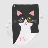 Schattige Mid Century zwart kattenportret Golfhanddoek (Insitu)