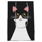 Schattige Mid Century zwart kattenportret Medium Cadeauzakje (Achterkant)