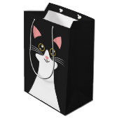 Schattige Mid Century zwart kattenportret Medium Cadeauzakje (Achterkant Gekanteld)