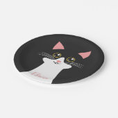 Schattige Mid Century zwart kattenportret Papieren Bordje (Gekanteld)