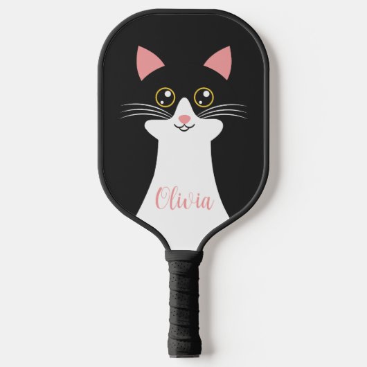Schattige Mid Century zwart kattenportret Pickleball Paddle (Voorkant)
