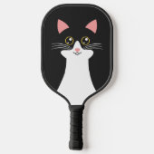Schattige Mid Century zwart kattenportret Pickleball Paddle (Achterkant)