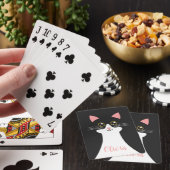 Schattige Mid Century zwart kattenportret Pokerkaarten (Insitu)