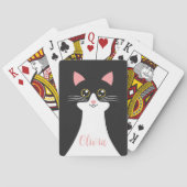 Schattige Mid Century zwart kattenportret Pokerkaarten (Achterkant)