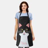 Schattige Mid Century zwart kattenportret Schort (Gedragen)