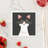 Schattige Mid Century zwart kattenportret Servet (Insitu)