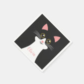 Schattige Mid Century zwart kattenportret Servet (Hoek)