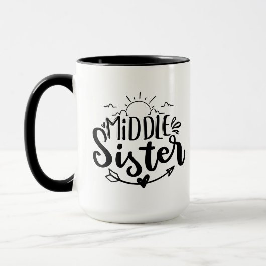 Schattige middelste Zuster monogram toevoegen Mok (Links)