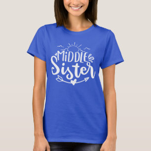schattige middenzuster-woordkunst t-shirt